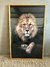 Quadro Leão King Moldura Chanfrada Dourada