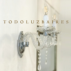 Aplique de pared de 2 luces con base de bronce cromada y brazo de vidrio - comprar online