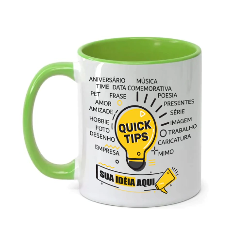 CANECA DE CERÂMICA ALÇA E INTERIOR AMARELO ARTE DO SEU JEITO