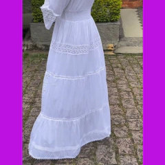 Vestido Branco Algodão Laise Civil Noiva Festa Plussize - Belíssima Atelier Artesanal  sob medidas online 
