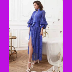 vestido longo renda bordada det artesanais festa sob medidas