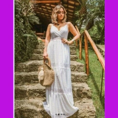 Vestido Longo Branco Lese Renda Pre Wedding Casamento Civil - comprar online