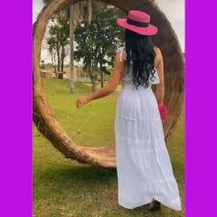 Vestido Longo Algodão Branco Lese Civil Noiva Batizado Festa - Belíssima Atelier Artesanal  sob medidas online 