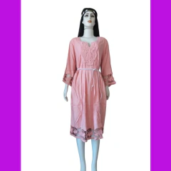 Vestido Tecido Viscose Bordado Renda Guipir Promoção
