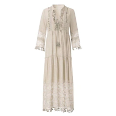 Vestido Longo Algodão Linho Renda Boyo Chic Cru - comprar online