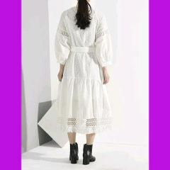 Vestido Chemise Branco Laise Lese Artesanal - loja online