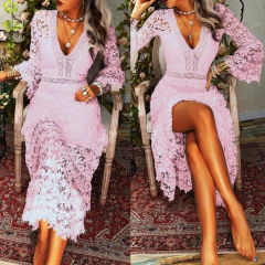 Vestido Longo Renda Guipir Madrinha Festa - comprar online