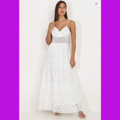 Vestido Longo de Renda Guipir Civil Noiva Casamento Festa