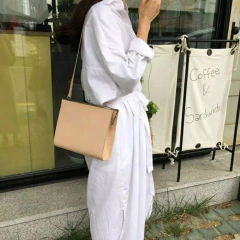 vestido chemise botões bolsos faixa branco na internet