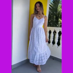 Vestido Branco Algodão Bordado Lese Civil