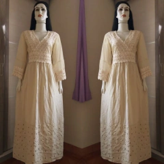 Vestido Longo Algodão Renda Manga Longa Civil Noiva Festa - comprar online