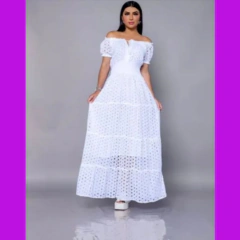 Vestido Branco Bordado Lese Casamento Civil Noivado Festa