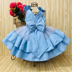 vestido de festa infantil azul