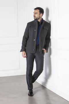CAMPERA CIERRE/BOT PAÑO GRIS