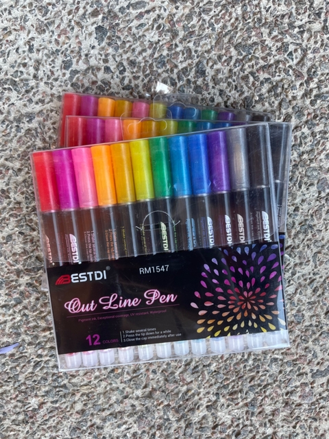 Marcador acrilico doble linea BESTDI x 12 (out line pen)