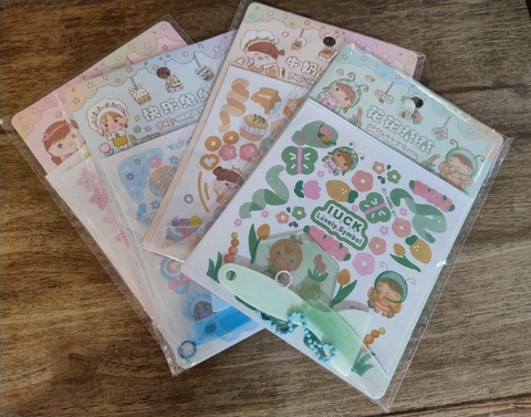 stickers con llaveros y espatula