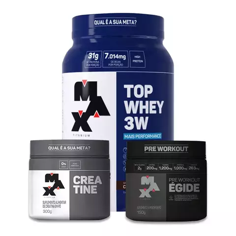 Kit Max Desempenho: Whey Top 3W 900g + Creatina 300g + Égide 150g