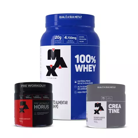 Elite Box - Starter: 100% Whey 900g + Creatina 150g + Hórus 150g