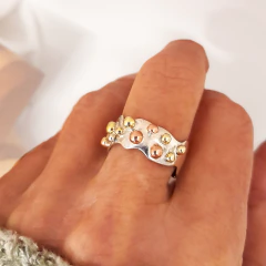 Anillo con Bolitas de Cobre y Bronce - comprar online