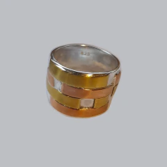 Anillo Ancho con Cobre y Bronce