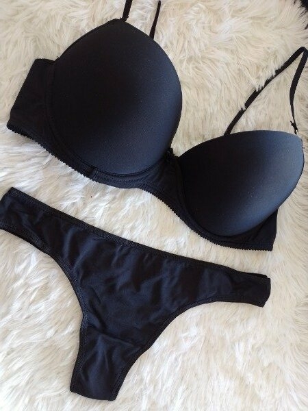 Conjunto soft microfibra y less ♥ Negro