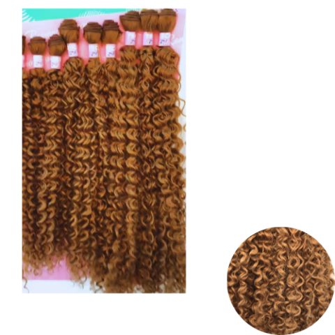 Cabelo orgânico cacheado em tela 65cm / 70cm e 75cm 300g Roamance Queen - Water Wave - Bio Fibra Zhang Hair - Preta Brasileira