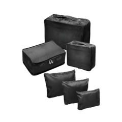 Kit organizador de malas 6 peças em nylon preto.