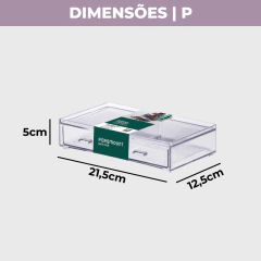Caixa organizadora com gaveta P 21,5cm x 12,5cm x 5cm.