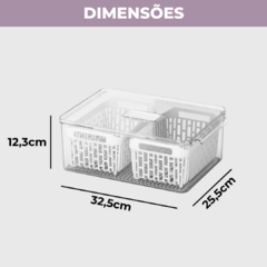 Organizador de Geladeira Dry 6,7 litros Com 2 Cestos 32,5cm x 25,5cm x 12,3cm