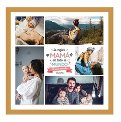 CUADRO DE MADERA · 25 x 25 cm · PERSONALIZADO · DAMERO - Baby Moe