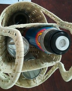 Canasto de palma con divisiones - ulala-artesanias