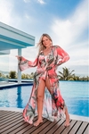SAÍDA LONGA ESTAMPADA COM AMARRAÇÃO PLUS SIZE