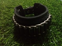 Pulseira Bracelete Couro Vintage Rock Preta - comprar online