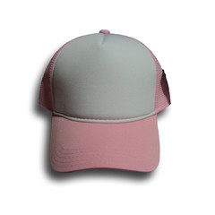 BONÉ ROSA E BRANCO TRUCKER