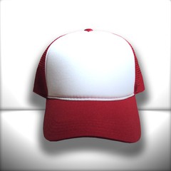 BONÉ VERMELHO E BRANCO TRUCKER