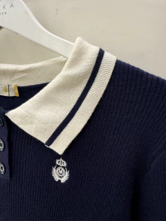 Polo Bicolor Manga longa - Marinho - loja online