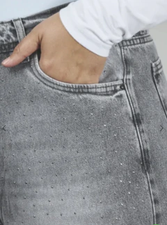 Jeans Wide Leg con Strass rígido en internet