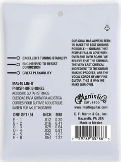 Martin & Co Ma540 Encordado Guitarra Acustica Bronce 012 054 - comprar online