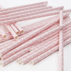 20 Canudo Papel Vintage Rosa Poá Canudinho