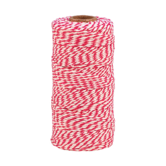 Cordão twine pink e branco 100 metros