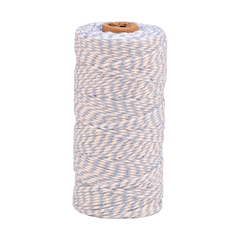 Cordão twine azul claro e branco 100 metros