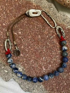 Collar Ovo Piedra azul Xl Plateado