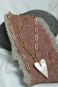 Collar Corazón cerámica dorado