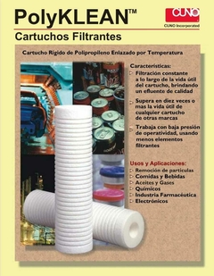 Cartucho filtrante Polyklean 10" 1 mic. ranurado