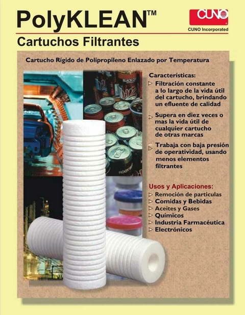 Cartucho filtrante Polyklean 10" 1 mic. ranurado