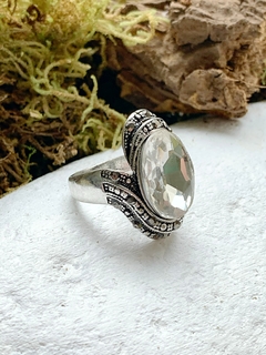 Anillo plateado de strass RIVA - comprar online