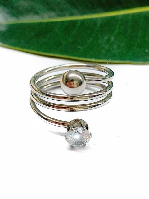 Anillo resorte de acero quirurgico y strass KIRSTEN