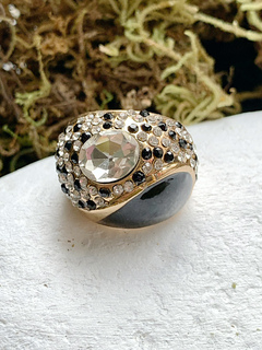 Anillo dorado y negro de strass MARCELLA