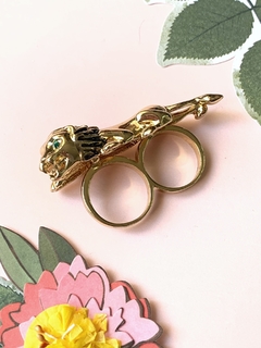 Anillo doble leon dorado LYON