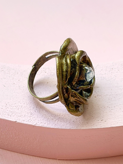 Anillo dorado de strass FLOWER - tienda online